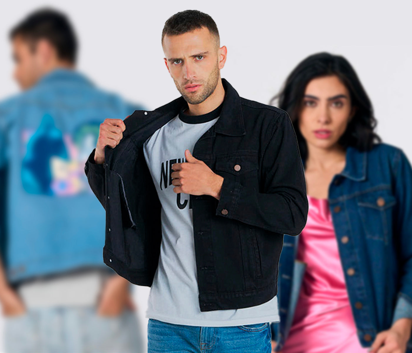 Chaqueta de mezclilla online negra hombre